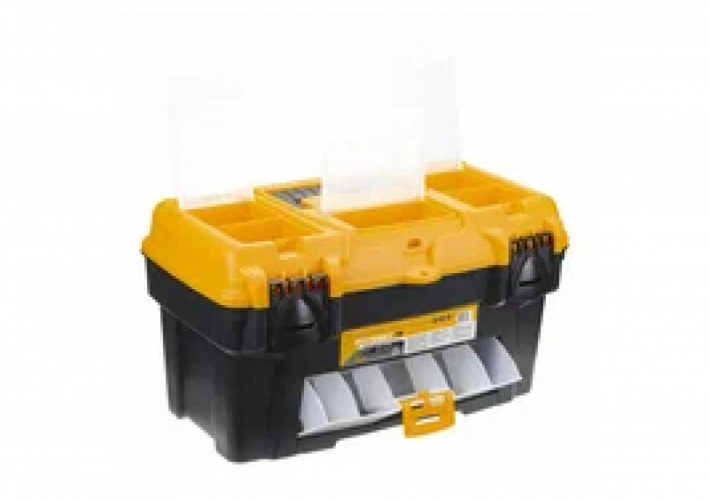 Ящик для инструментов 18" с консолью и секциями черный с желтым АТЛАНТ