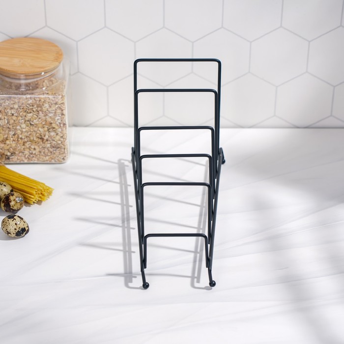 Подставка для крышек Доляна 28,5х12,5х16см черная на 5 предметов