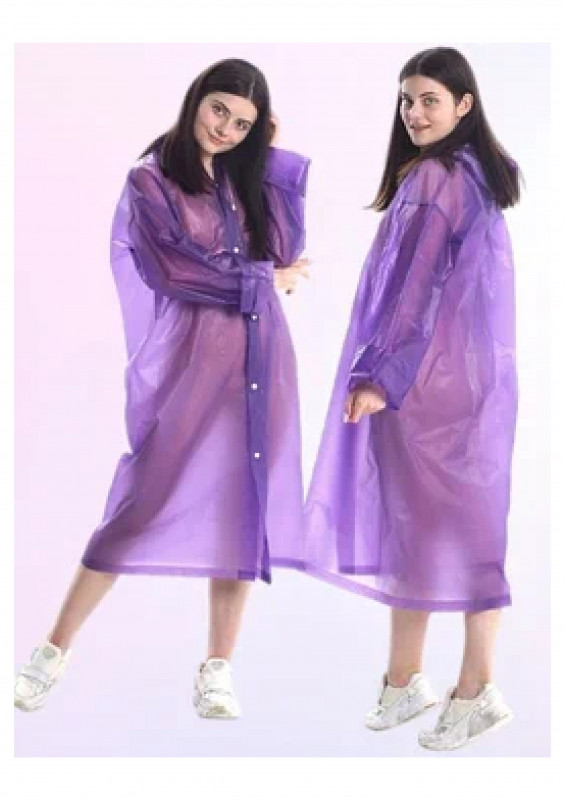 Дождевик с капюшоном на кнопках фиолетовый EVA