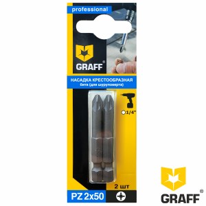 Бита PZ 2х50мм (2шт) Impact Expert GRAFF
