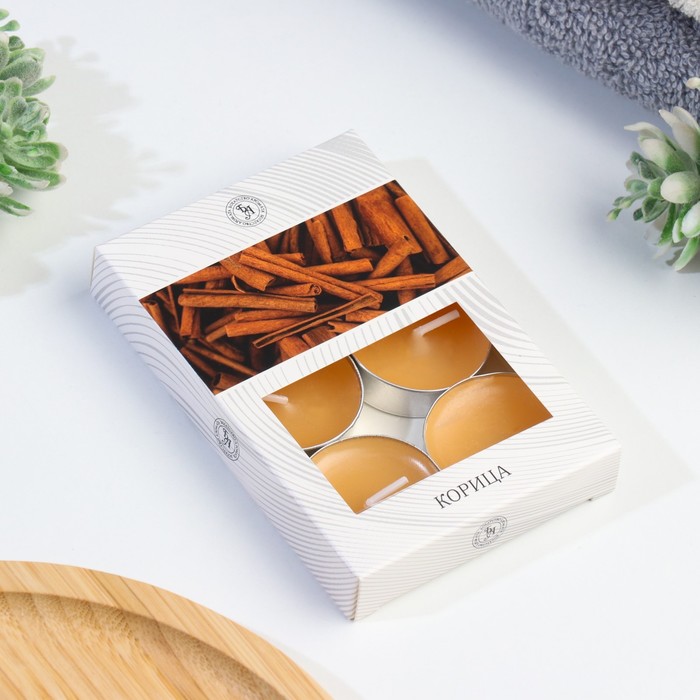 Набор чайных свечей ароматизированных в подарочной коробке, 6 шт "Корица"